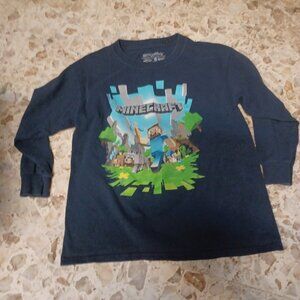 Mojang Boy's Minecraft Long Sleeve Tee Small Navy